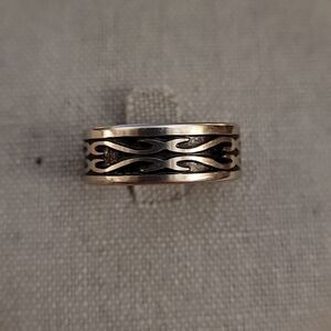 Two Tone Scroll Viking Stainless Steel Wedding Band Size 9.5